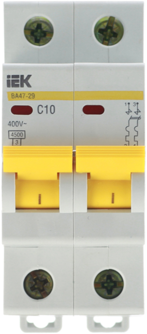 Автоматический выключатель IEK ВА 47-29 4,5кА 2-полюсный 10А(С10) MVA20-2-010-C