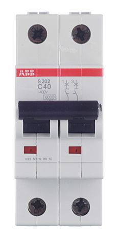 Автоматический выключатель ABB S202 6кА 2-полюсный 40А(С40) 2CDS252001R0404