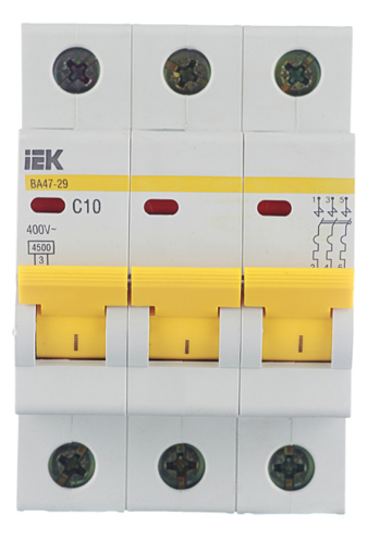 Автоматический выключатель IEK ВА 47-29 4,5кА 3-полюсный 10А(С10) MVA20-1-010-C