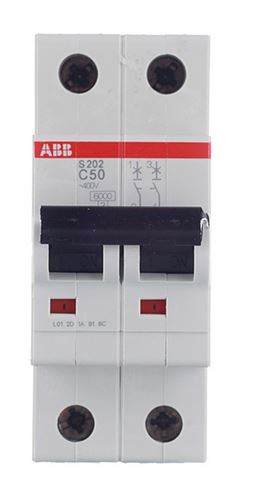 Автоматический выключатель ABB S202 6кА 2-полюсный 50А(С50) 2CDS252001R0504