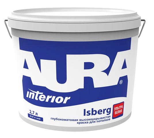 Краска водно-дисперсионная для потолка Aura Interior Isberg 2,7л