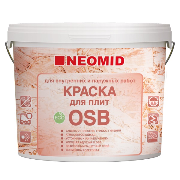 Краска водно-дисперсионная Neomid для плит OSB 14кг