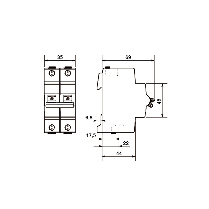Автоматический выключатель ABB SH202L 4,5кА 2-полюсный 32А(С32) 2CDS242001R0324