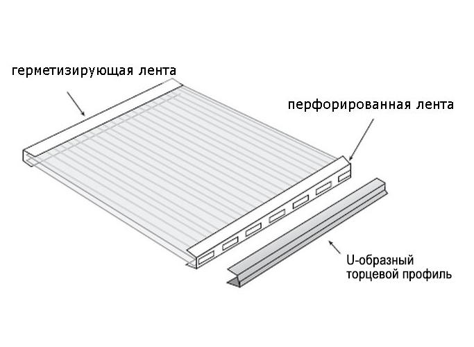 Профиль торцевой для поликарбоната 10мм прозрачный длина 2,1м