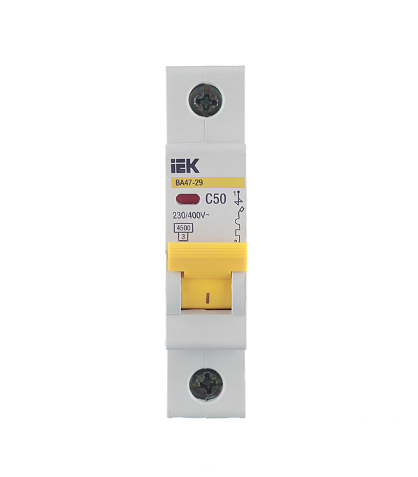 Автоматический выключатель IEK ВА 47-29 4,5кА 1-полюсный 50А(С50) MVA20-1-050-C