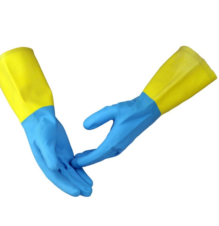 Перчатки латексные с неопреном кислотоустойчивые для грубых работ