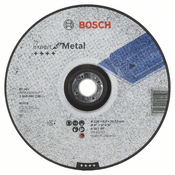 Круг зачистной по металлу Bosch 230 х 22 х 6 мм вогнутый