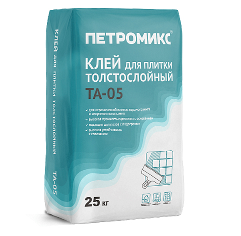 Клей для плитки Петромикс ТА-05 (К) толстослойный 25кг